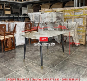 Bàn ăn chân sắt mặt đá HTT01