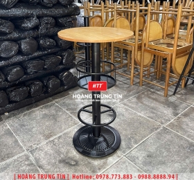 Bàn bar chân mâm mặt gỗ HTT-02