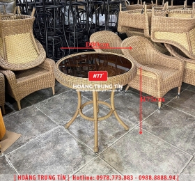Bàn cafe đan nhựa giả mây HTT32