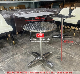 Bàn cafe chân inox mạ mặt nhôm HTT-01