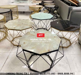 Bàn sofa khung sắt mặt đá HTT03