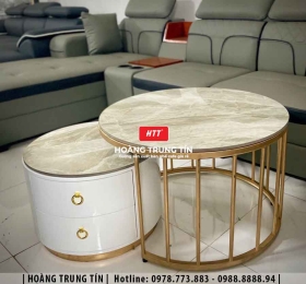 Bàn sofa khung sắt mặt đá HTT06