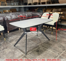 Bàn ăn chân sắt mặt đá HTT02