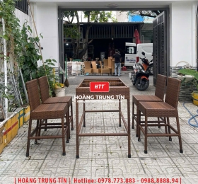 Bàn ghế ăn ngoài trời đan nhựa mây HTT20