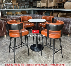 Bàn ghế bar sắt nệm HTT04