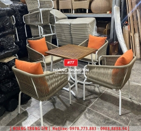 Bàn ghế đan dây dù ngoài trời HTT01
