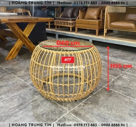 Bàn cafe đan nhựa giả mây HTT001