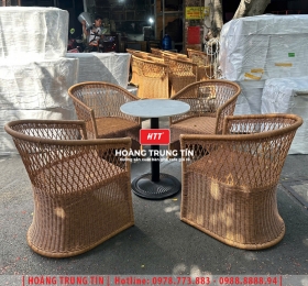 Bàn ghế nhựa giả mây ngoài trời HTT97
