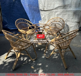 Bàn ghế nhựa giả mây ngoài trời HTT98