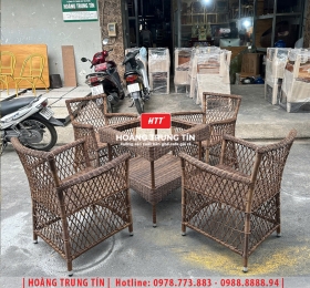 Bàn ghế nhựa giả mây ngoài trời HTT72