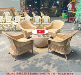 Bàn ghế nhựa giả mây ngoài trời HTT73