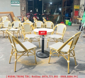 Bàn ghế nhựa giả mây ngoài trời HTT74
