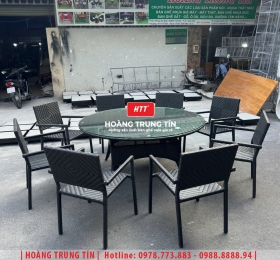Bàn ghế nhựa giả mây ngoài trời HTT76