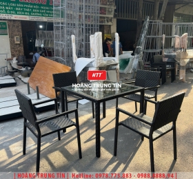 Bàn ghế nhựa giả mây ngoài trời HTT77