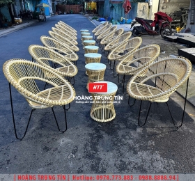 Bàn ghế nhựa giả mây ngoài trời HTT78