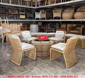 Bàn ghế nhựa giả mây ngoài trời HTT79