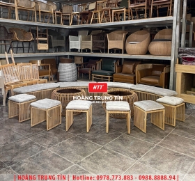Bàn ghế nhựa giả mây ngoài trời HTT80
