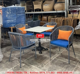 Bàn ghế nhựa giả mây ngoài trời HTT81