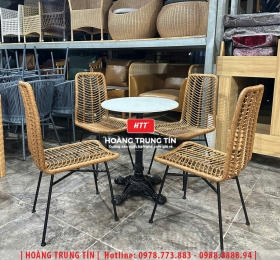 Bàn ghế nhựa giả mây ngoài trời HTT82