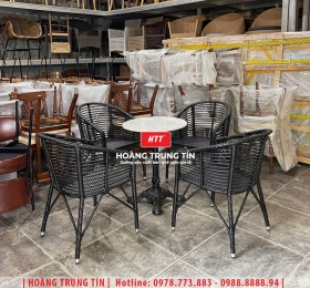 Bàn ghế nhựa giả mây ngoài trời HTT83