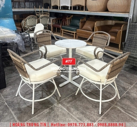 Bàn ghế nhựa giả mây ngoài trời HTT86