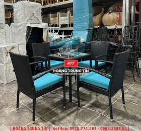 Bàn ghế nhựa giả mây ngoài trời HTT87