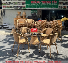 Bàn ghế nhựa giả mây ngoài trời HTT89