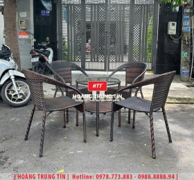 Bàn ghế nhựa giả mây ngoài trời HTT90