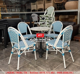 Bàn ghế nhựa giả mây ngoài trời HTT114