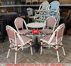 Bàn ghế nhựa giả mây ngoài trời HTT115