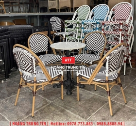 Bàn ghế nhựa giả mây ngoài trời HTT116