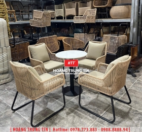 Bàn ghế nhựa giả mây ngoài trời HTT117