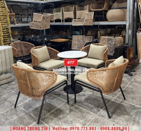 Bàn ghế nhựa giả mây ngoài trời HTT118