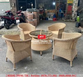 Bàn ghế nhựa giả mây ngoài trời HTT123