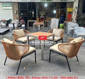 Bàn ghế nhựa giả mây ngoài trời HTT124