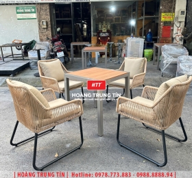 Bàn ghế nhựa giả mây ngoài trời HTT125