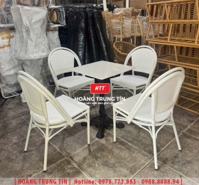 Bàn ghế nhựa giả mây ngoài trời HTT119