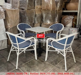 Bàn ghế nhựa giả mây ngoài trời HTT120