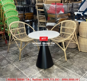 Bàn ghế nhựa giả mây ngoài trời HTT126