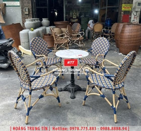 Bàn ghế nhựa giả mây ngoài trời HTT122