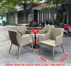 Bàn ghế cafe đan nhựa giả mây HTT-021