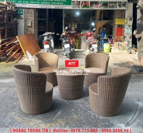 Bàn ghế nhựa giả mây ngoài trời HTT99