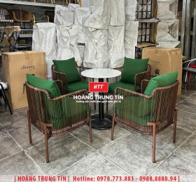 Bàn ghế nhựa giả mây ngoài trời HTT100