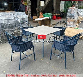 Bàn ghế nhựa giả mây ngoài trời HTT101