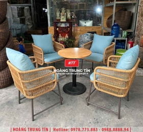 Bàn ghế nhựa giả mây ngoài trời HTT102