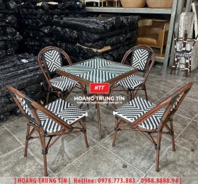 Bàn ghế nhựa giả mây ngoài trời HTT106