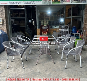 Bàn ghế nhựa giả mây ngoài trời HTT107
