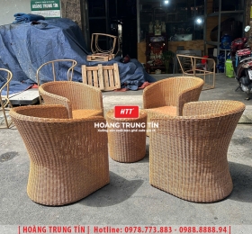 Bàn ghế nhựa giả mây ngoài trời HTT108