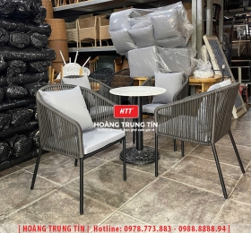Bàn ghế cafe đan nhựa giả mây HTT-054