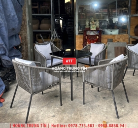 Bàn ghế nhựa giả mây ngoài trời HTT109
